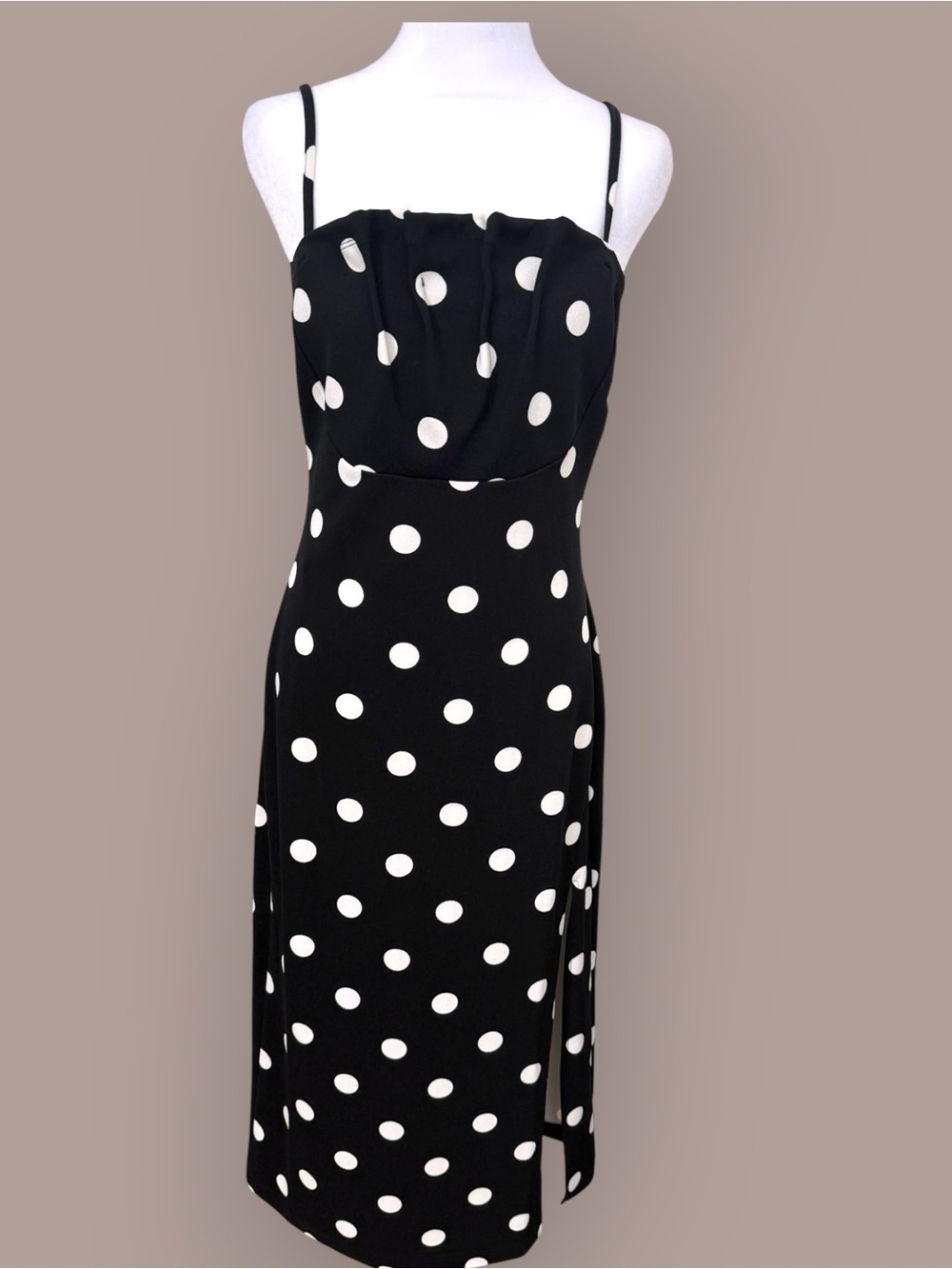 RACHEL Rachel Roy Black and White Polka Dot Midi Dress